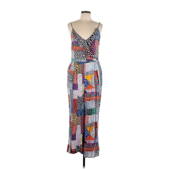 Gorman X Julia Flanagan Silk Blend Multi Printed Jumpsuit 14 Patchwork Crop Dot - Picture 5 of 11